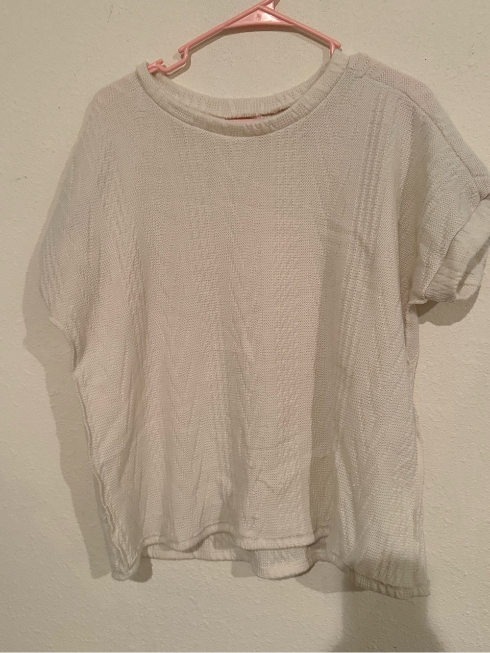 Lovely Melody Cream Crewneck Short-Sleeve Knit Top